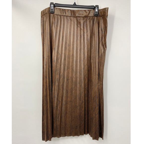 Marc New York Womens Brown Snake Print Pleated Skirt NEW XL